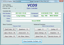 VCDS Open Controllaer画面